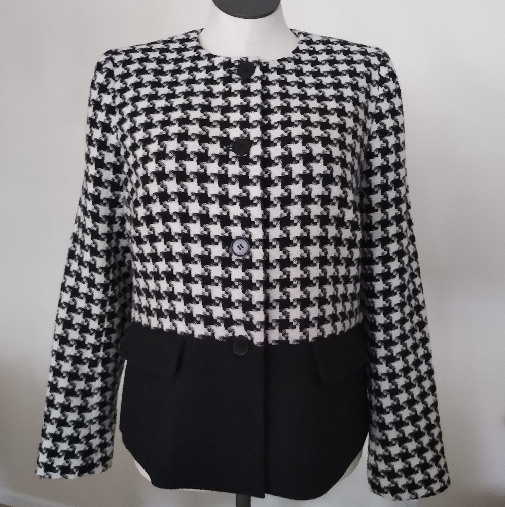 NEW Talbots Houndstooth Check Blazer Jacket